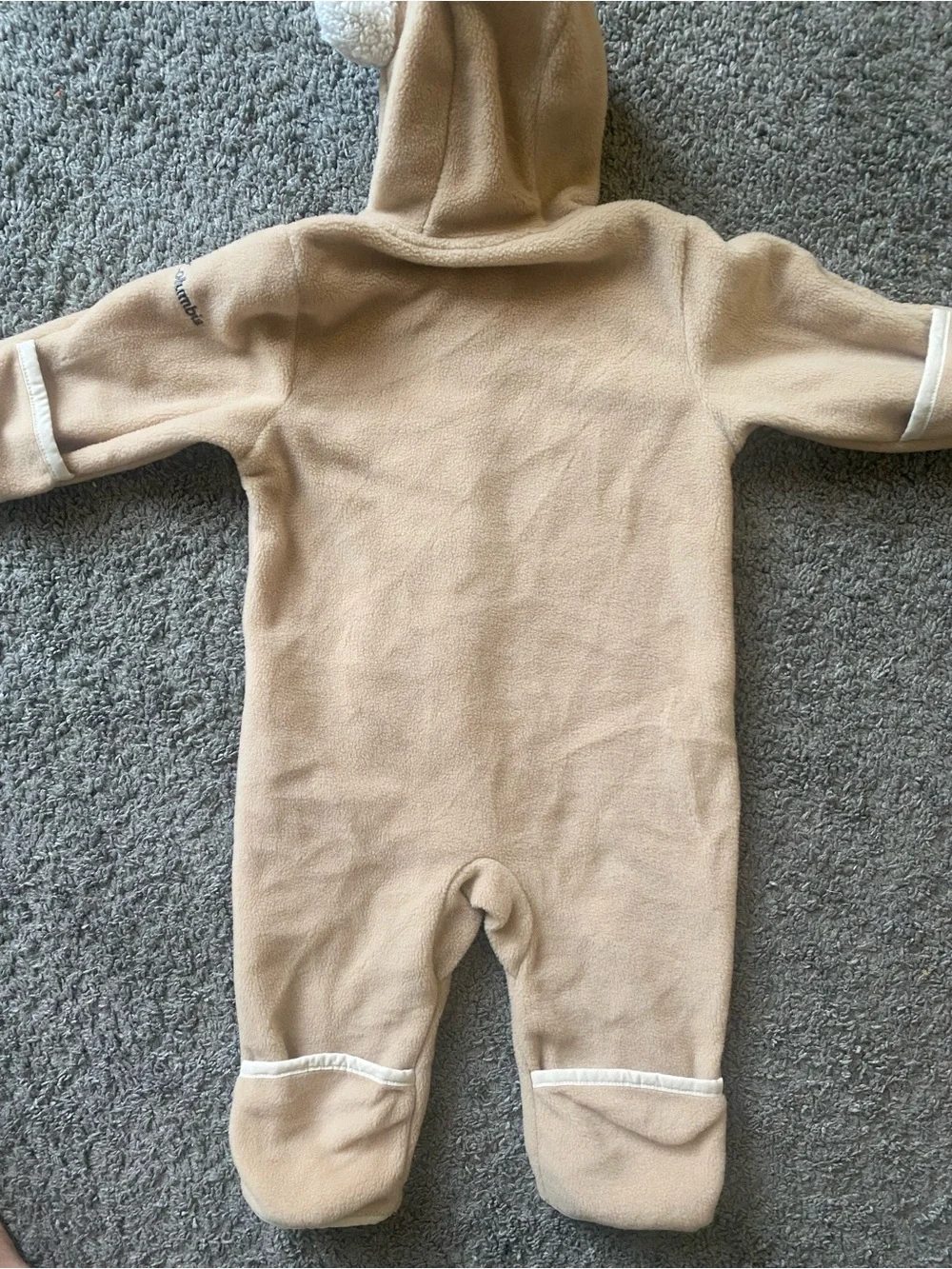 Columbia baby 6-12M Beige Hooded Fleece One-Piece Footie